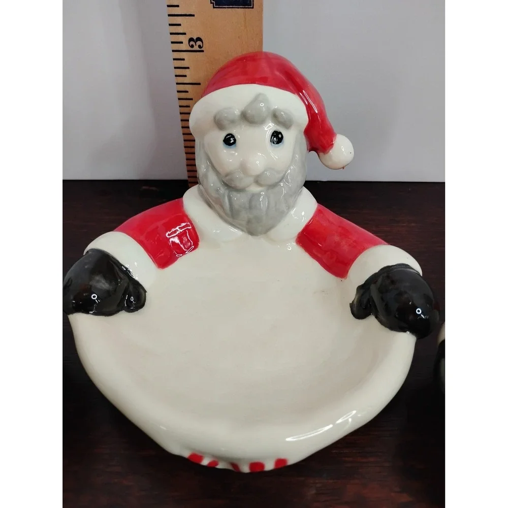 Set of 3 Vintage Style Ceramic Santa Claus Candy Dishes Christmas Decor